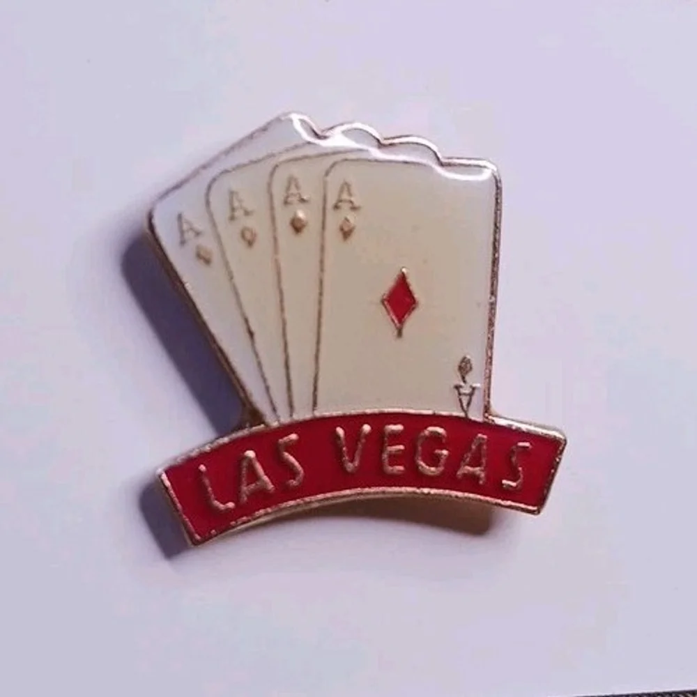 Vintage Las Vegas 4 Aces Playing Cards Enamel Lapel Pin